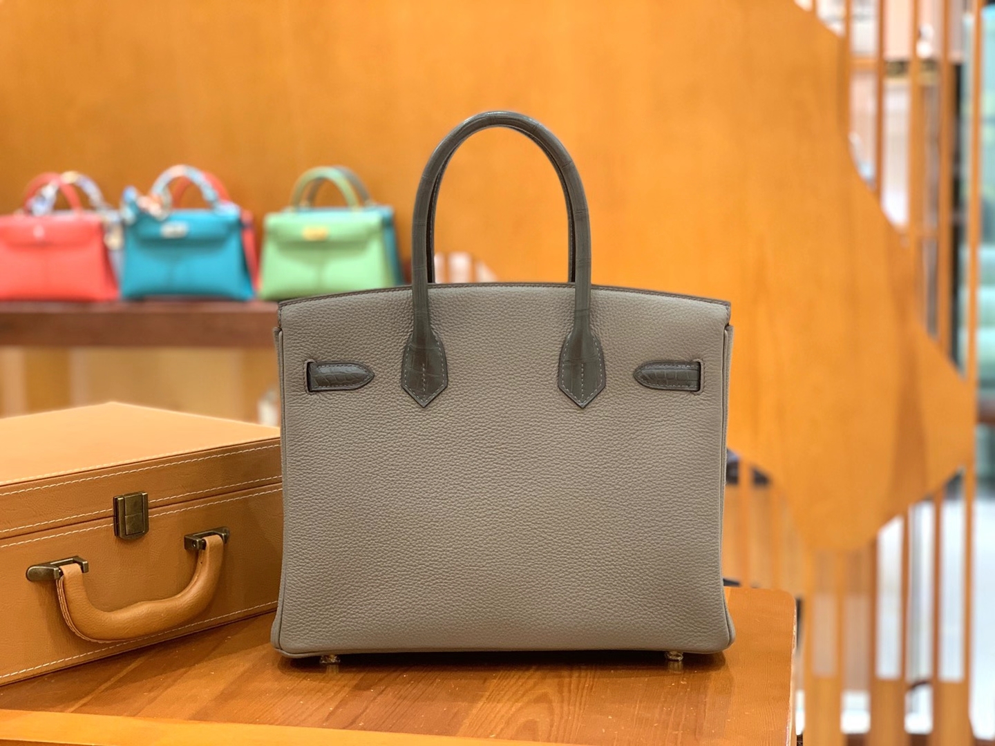 Hermès（爱马仕）Birkin Touch 锡器灰 尼罗鳄 拼Togo皮 金扣 30cm 原版蜜蜡线 顶级手缝