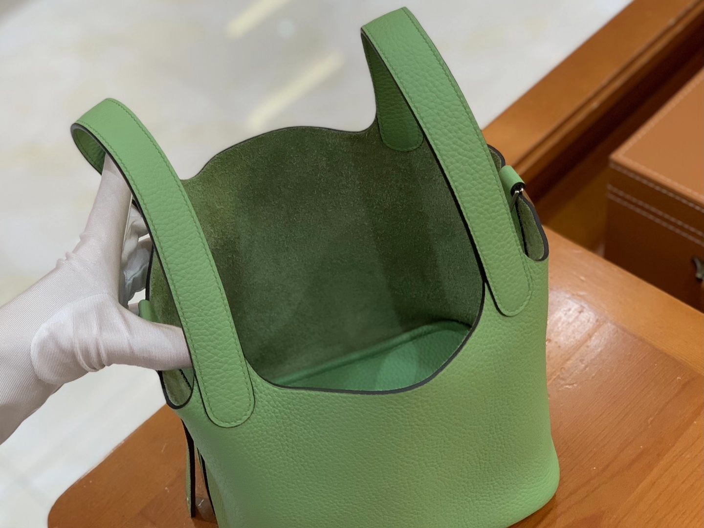 Hermès（爱马仕）Picotin 菜篮子 牛油果绿 原版蜜蜡线 顶级手缝 银扣 18cm