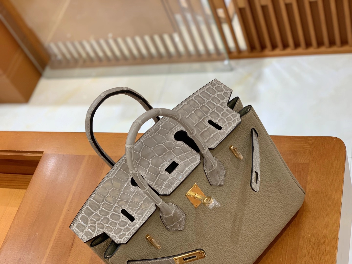 Hermès（爱马仕）Birkin Touch 斑鸠灰 尼罗鳄 拼Togo皮 金扣 25cm 原版蜜蜡线 顶级手缝