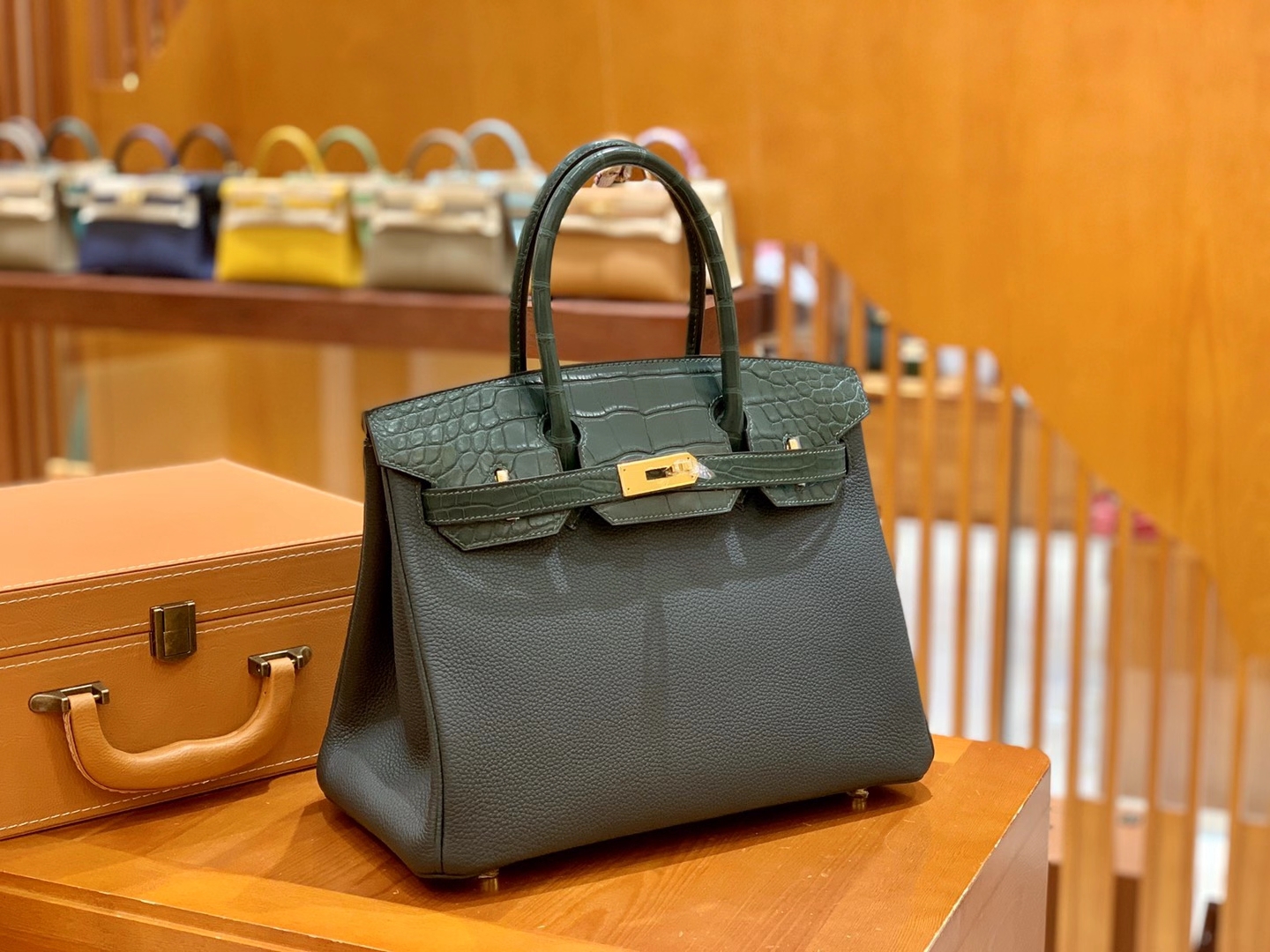 Hermès（爱马仕）Birkin Touch 松柏绿 尼罗鳄 拼Togo皮 金扣 30cm 原版蜜蜡线 顶级手缝