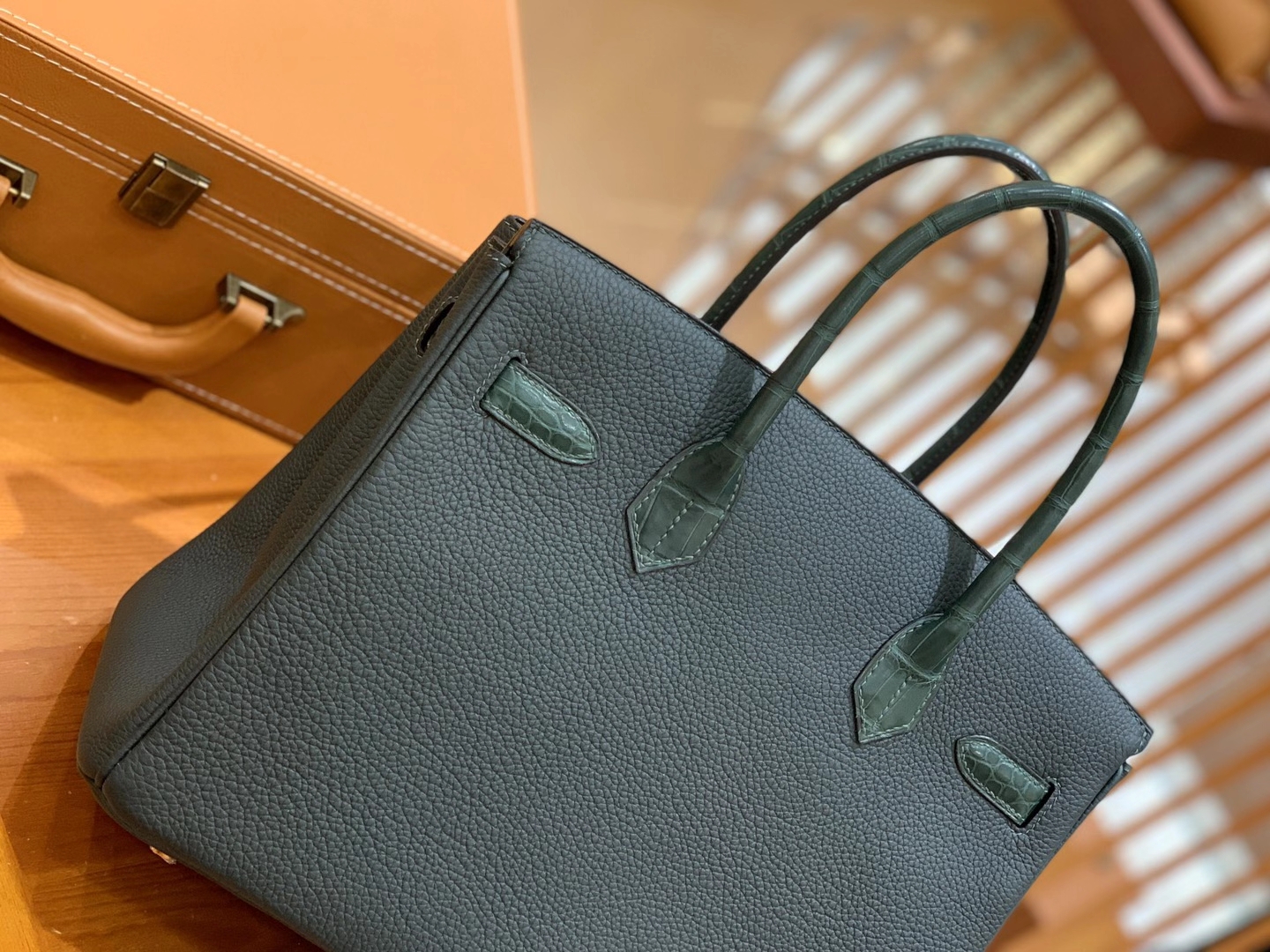 Hermès（爱马仕）Birkin Touch 松柏绿 尼罗鳄 拼Togo皮 金扣 30cm 原版蜜蜡线 顶级手缝