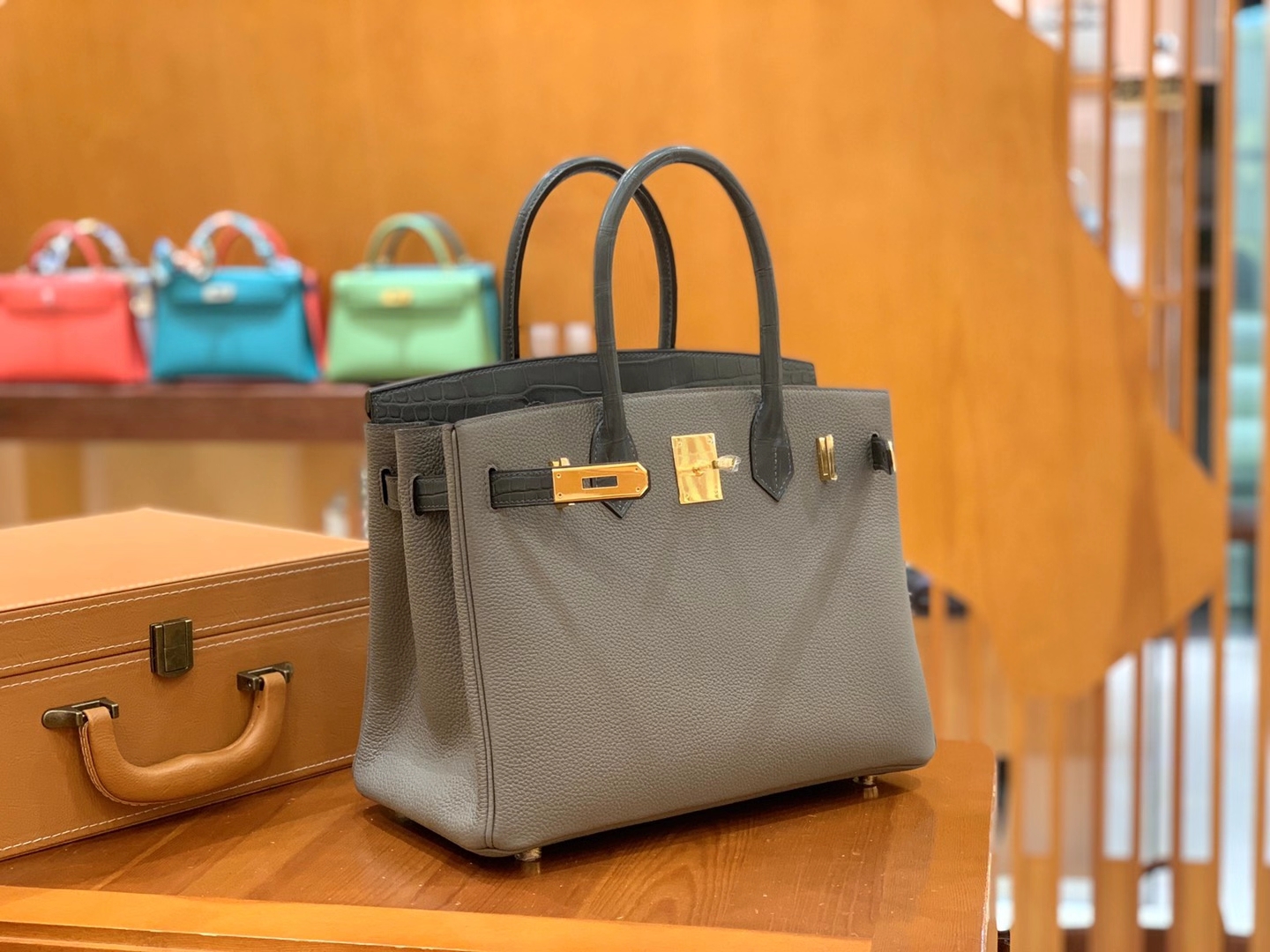 Hermès（爱马仕）Birkin Touch 锡器灰 尼罗鳄 拼Togo皮 金扣 30cm 原版蜜蜡线 顶级手缝