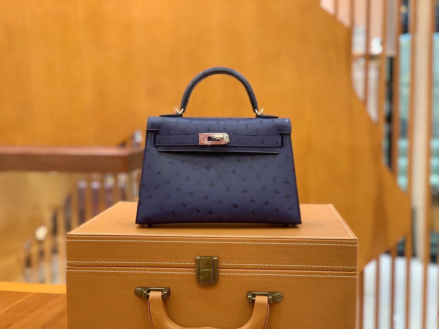 Hermès（爱马仕）MiniKelly 迷你凯莉 马耳他蓝 KK级鸵鸟皮 银扣 二代 19cm 原版蜜蜡线 顶级手缝