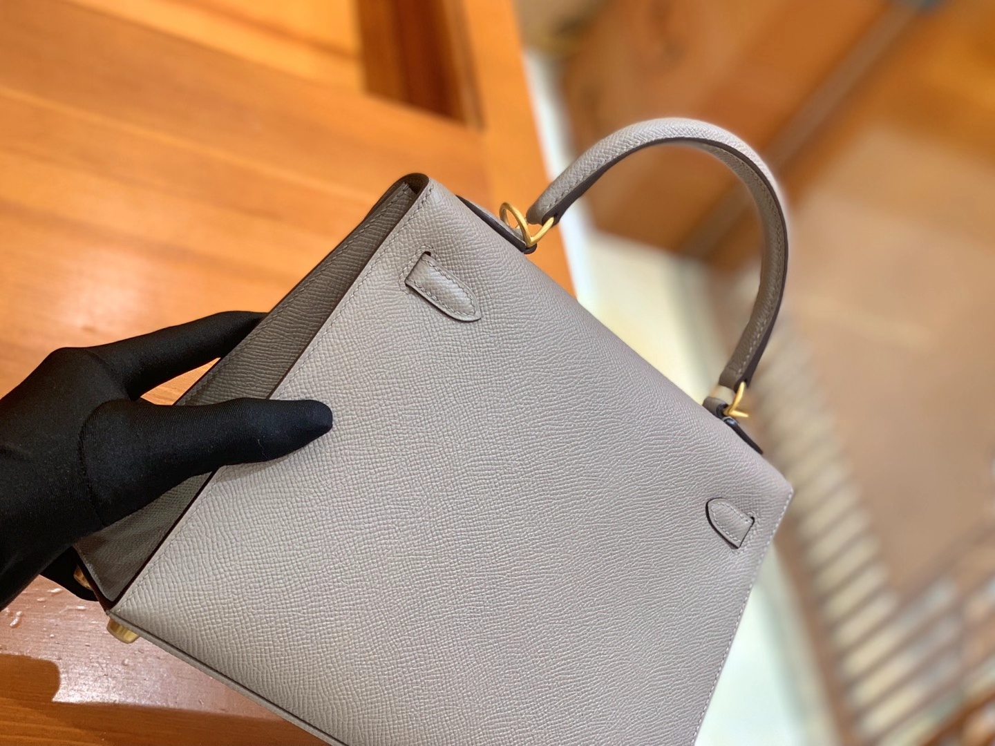 Hermès（爱马仕）Kelly 凯莉包 Epsom 牛皮 沥青灰 拉丝金扣 25cm 原版蜜蜡线 顶级手缝