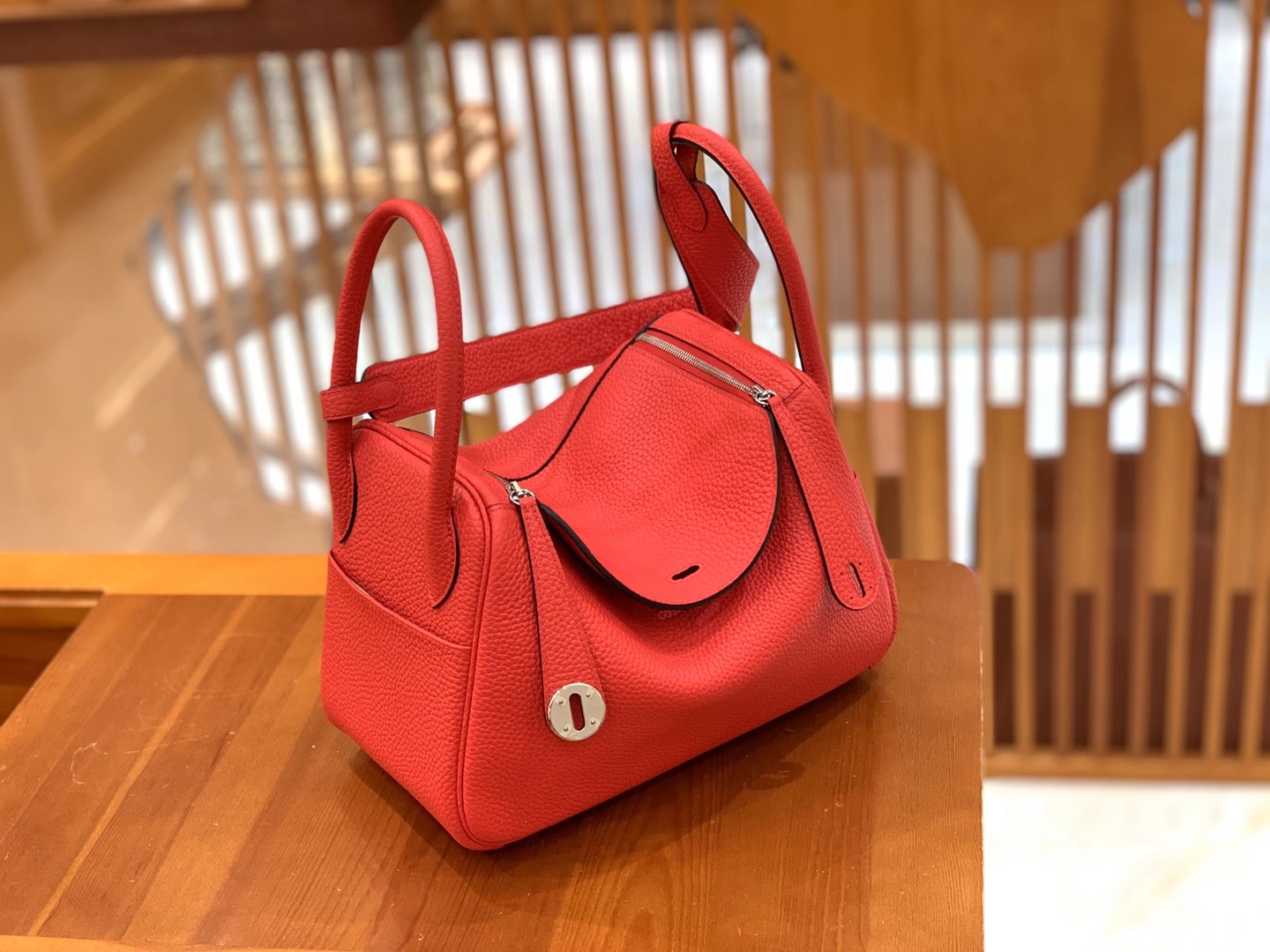 Hermès（爱马仕）Lindy 琳迪包 芍药红 TC大牛皮 银扣 26cm 原版蜜蜡线 顶级手缝