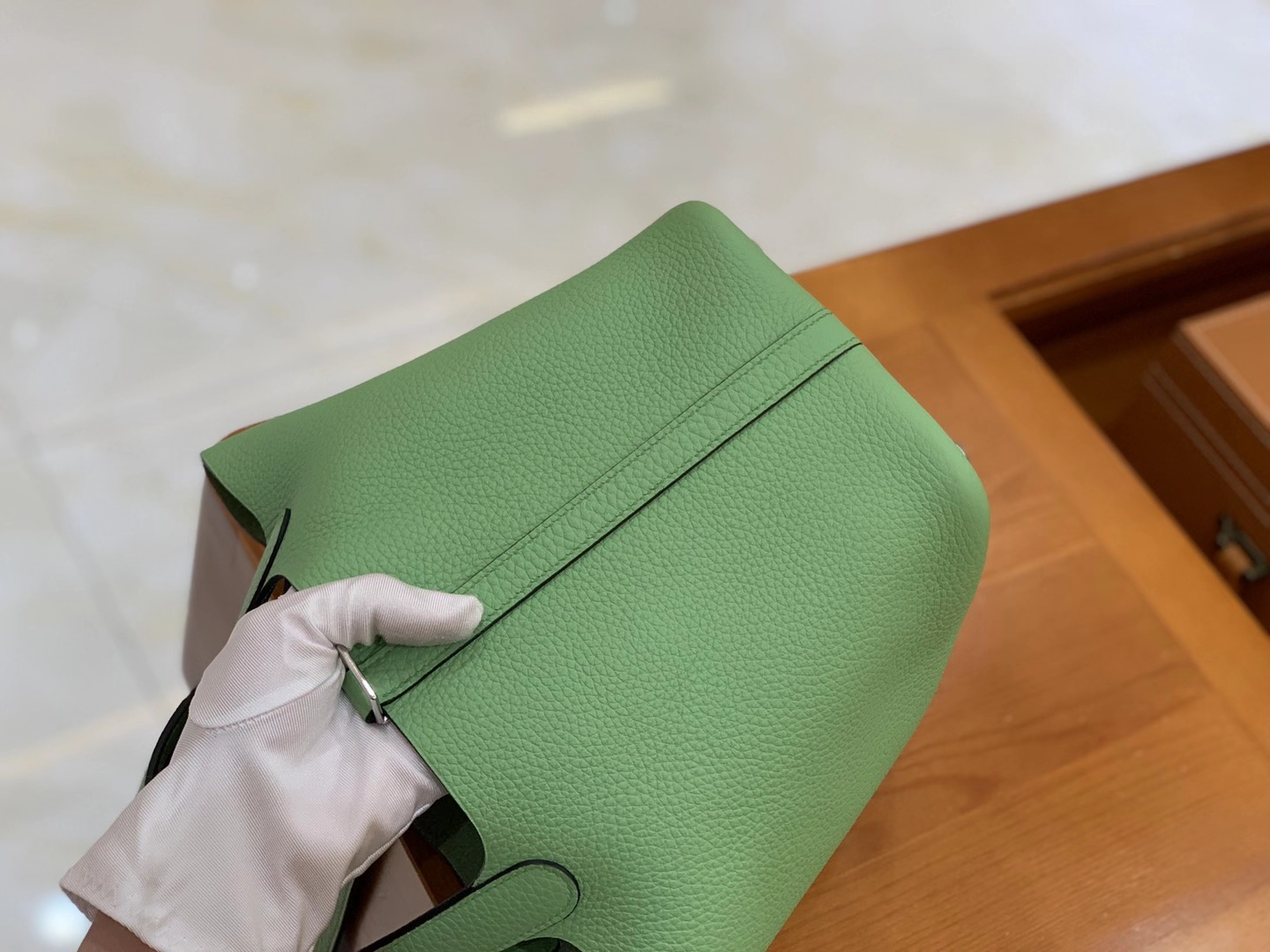 Hermès（爱马仕）Picotin 菜篮子 牛油果绿 原版蜜蜡线 顶级手缝 银扣 18cm