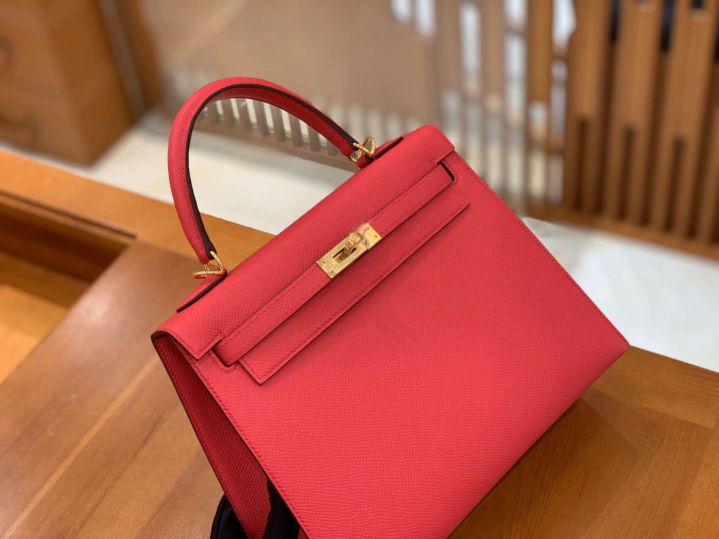 Hermès（爱马仕）Kelly 凯莉包 Epsom 牛皮 极致粉 金扣 25cm 原版蜜蜡线 顶级手缝
