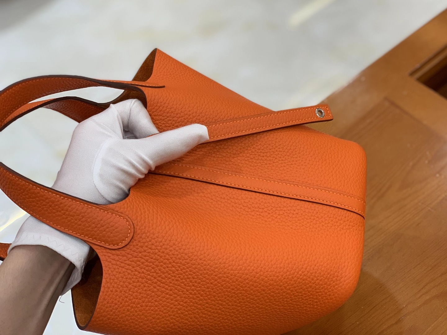 Hermès（爱马仕）Picotin 菜篮子 橙红色 原版蜜蜡线 顶级手缝 银扣 18cm