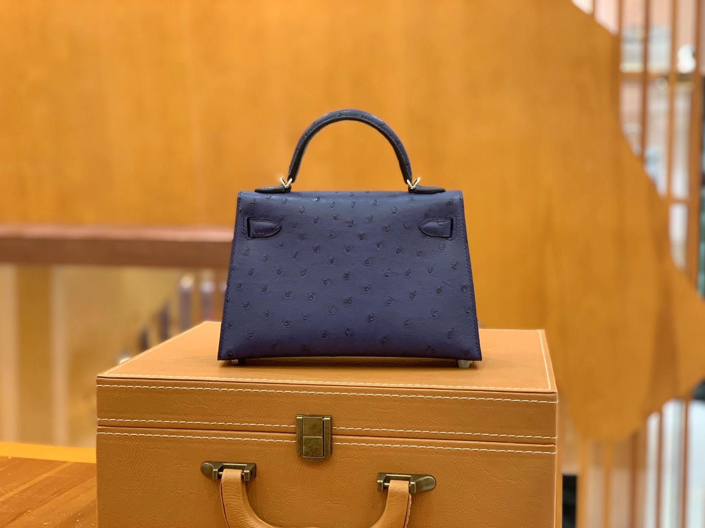 Hermès（爱马仕）MiniKelly 迷你凯莉 马耳他蓝 KK级鸵鸟皮 银扣 二代 19cm 原版蜜蜡线 顶级手缝