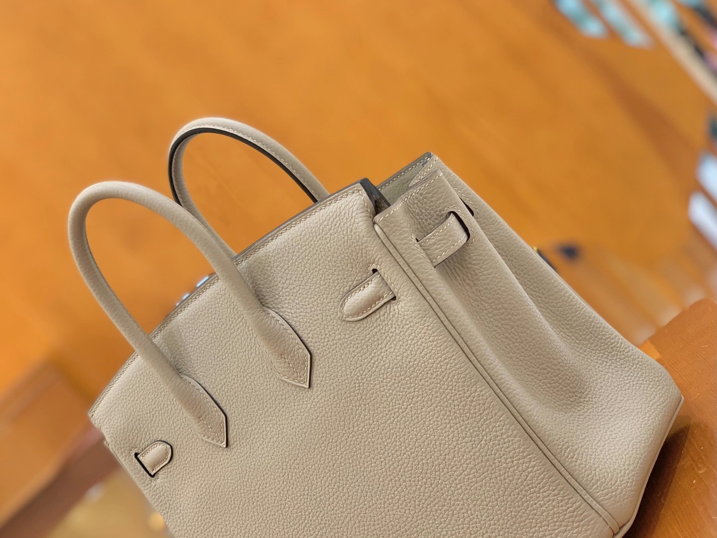 Hermès（爱马仕）Birkin 铂金包 Togo小牛皮 斑鸠灰 原版蜜蜡线 顶级手缝 金扣 25cm
