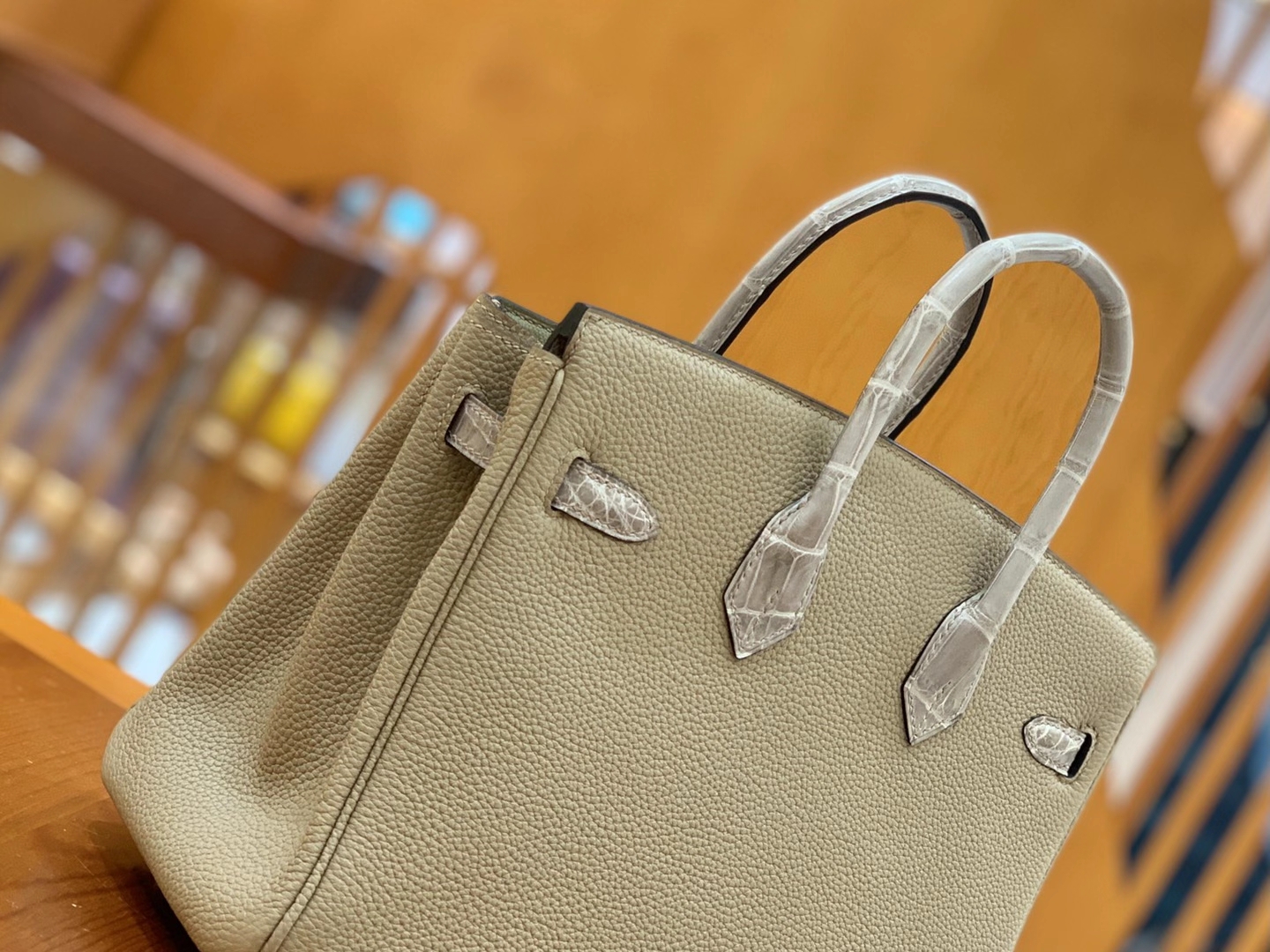 Hermès（爱马仕）Birkin Touch 斑鸠灰 尼罗鳄 拼Togo皮 金扣 25cm 原版蜜蜡线 顶级手缝