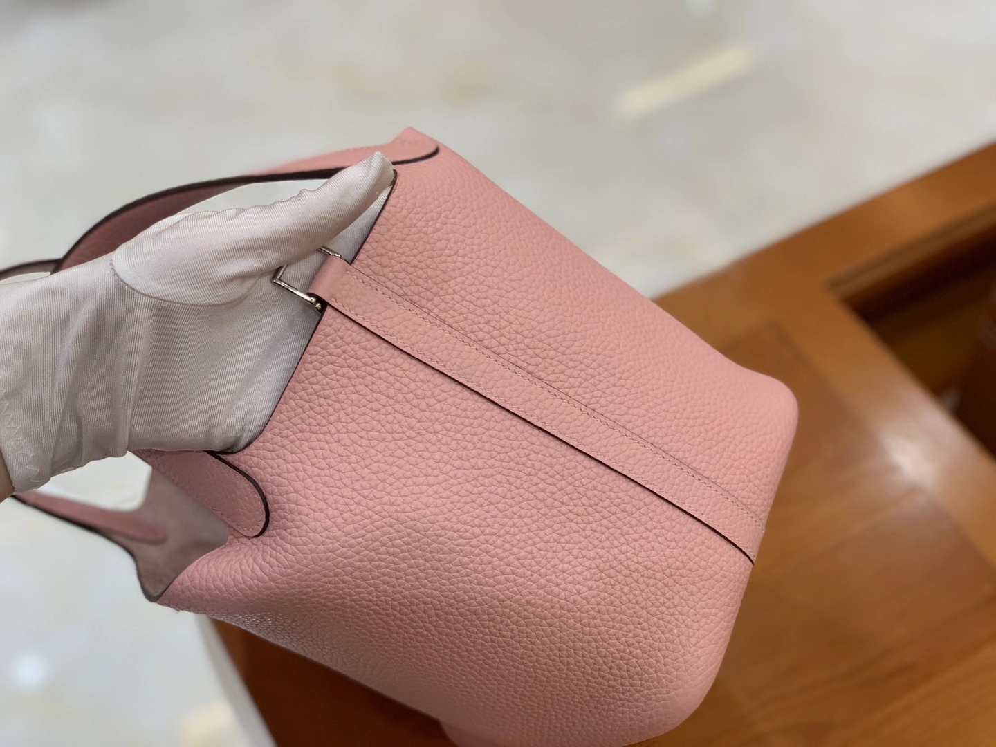 Hermès（爱马仕）Picotin 菜篮子 3Q粉 原版蜜蜡线 顶级手缝 银扣 18cm