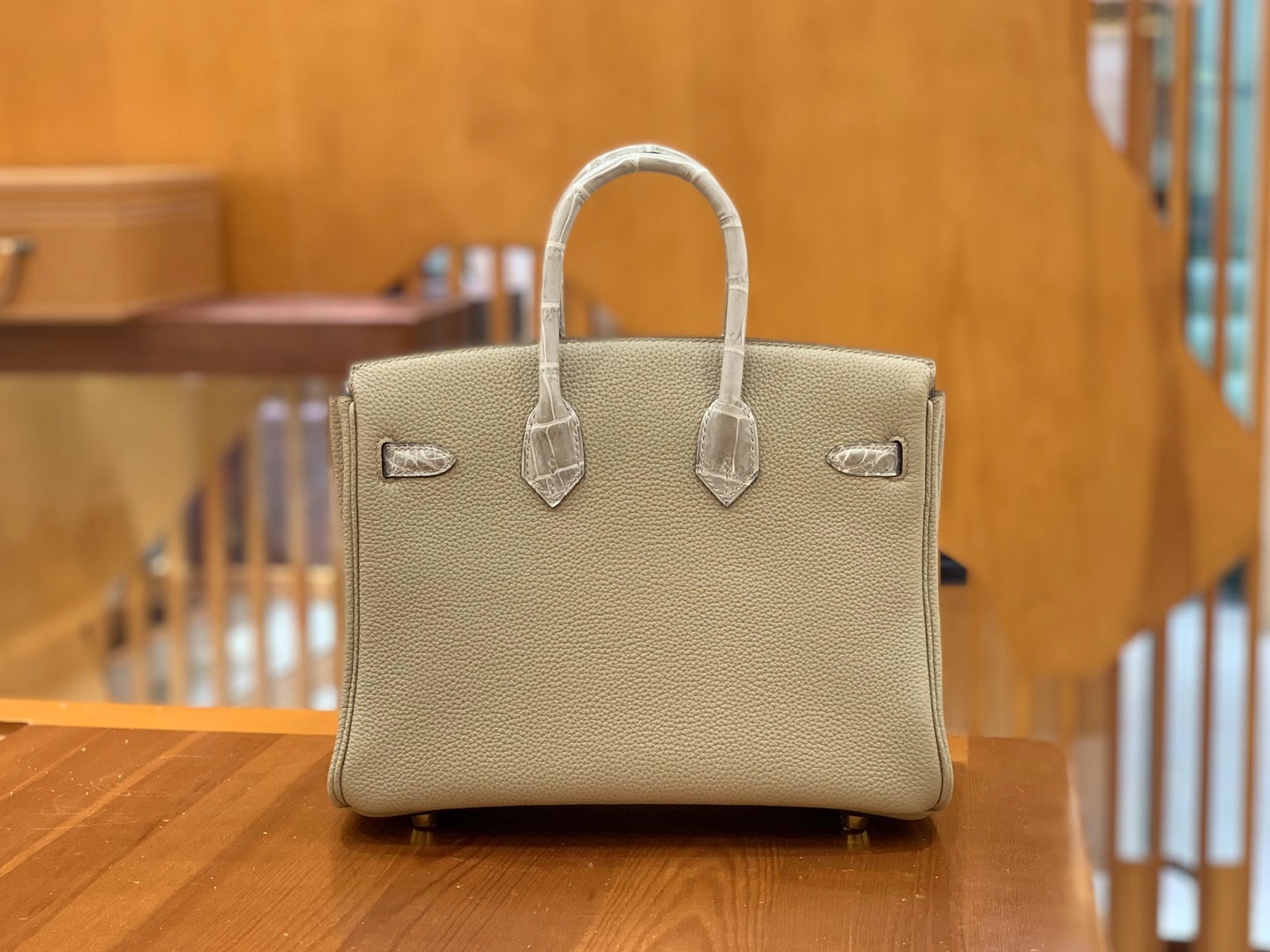Hermès（爱马仕）Birkin Touch 斑鸠灰 尼罗鳄 拼Togo皮 金扣 25cm 原版蜜蜡线 顶级手缝