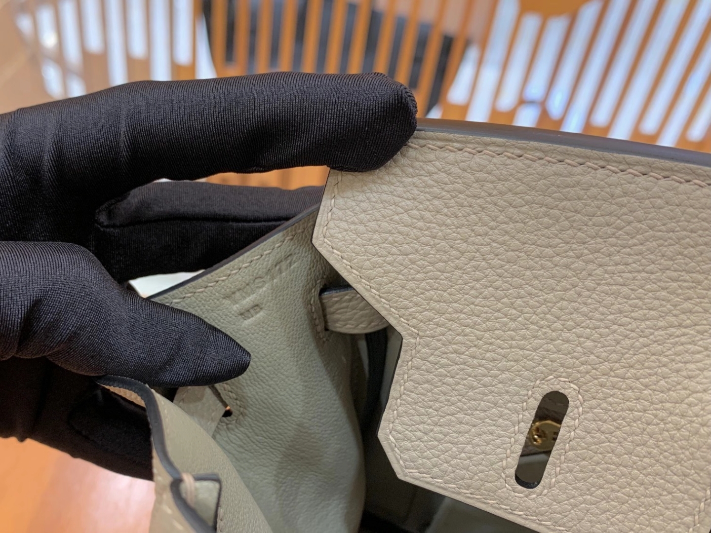 Hermès（爱马仕）Birkin 铂金包 Togo小牛皮 斑鸠灰 原版蜜蜡线 顶级手缝 金扣 25cm