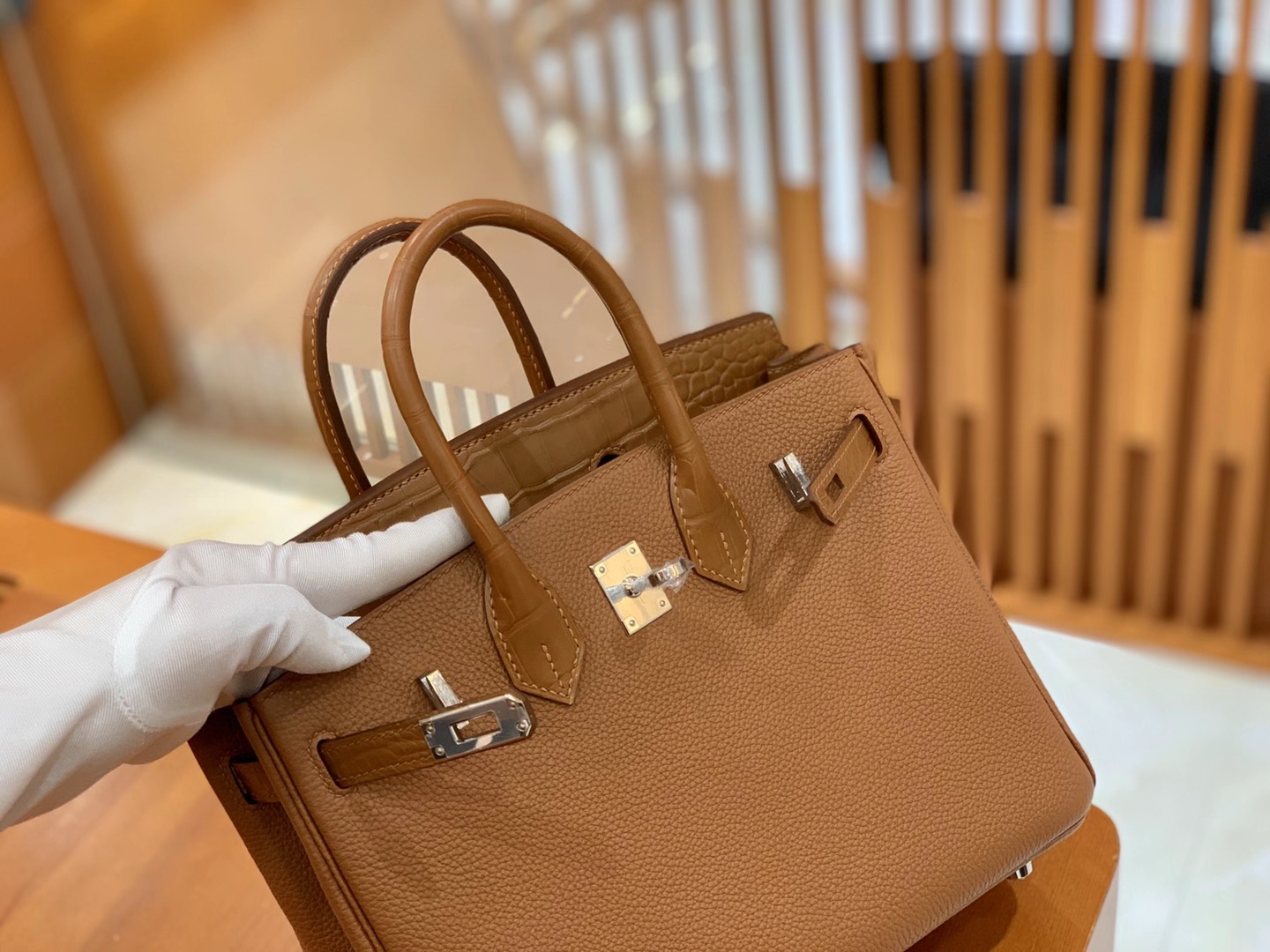 Hermès（爱马仕）Birkin Touch 金棕色 尼罗鳄 拼Togo皮 银扣 25cm 原版蜜蜡线 顶级手缝