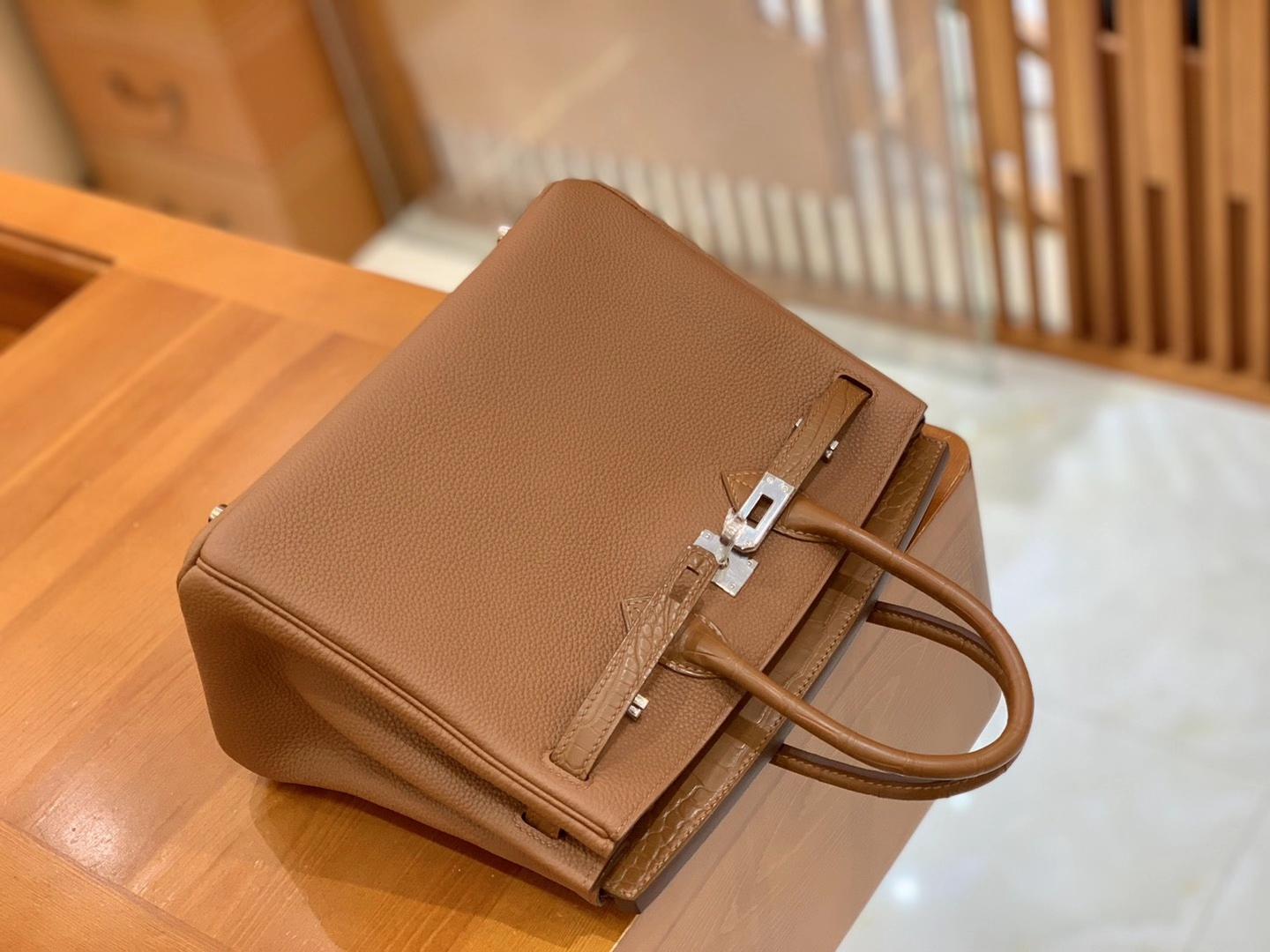Hermès（爱马仕）Birkin Touch 金棕色 尼罗鳄 拼Togo皮 银扣 25cm 原版蜜蜡线 顶级手缝