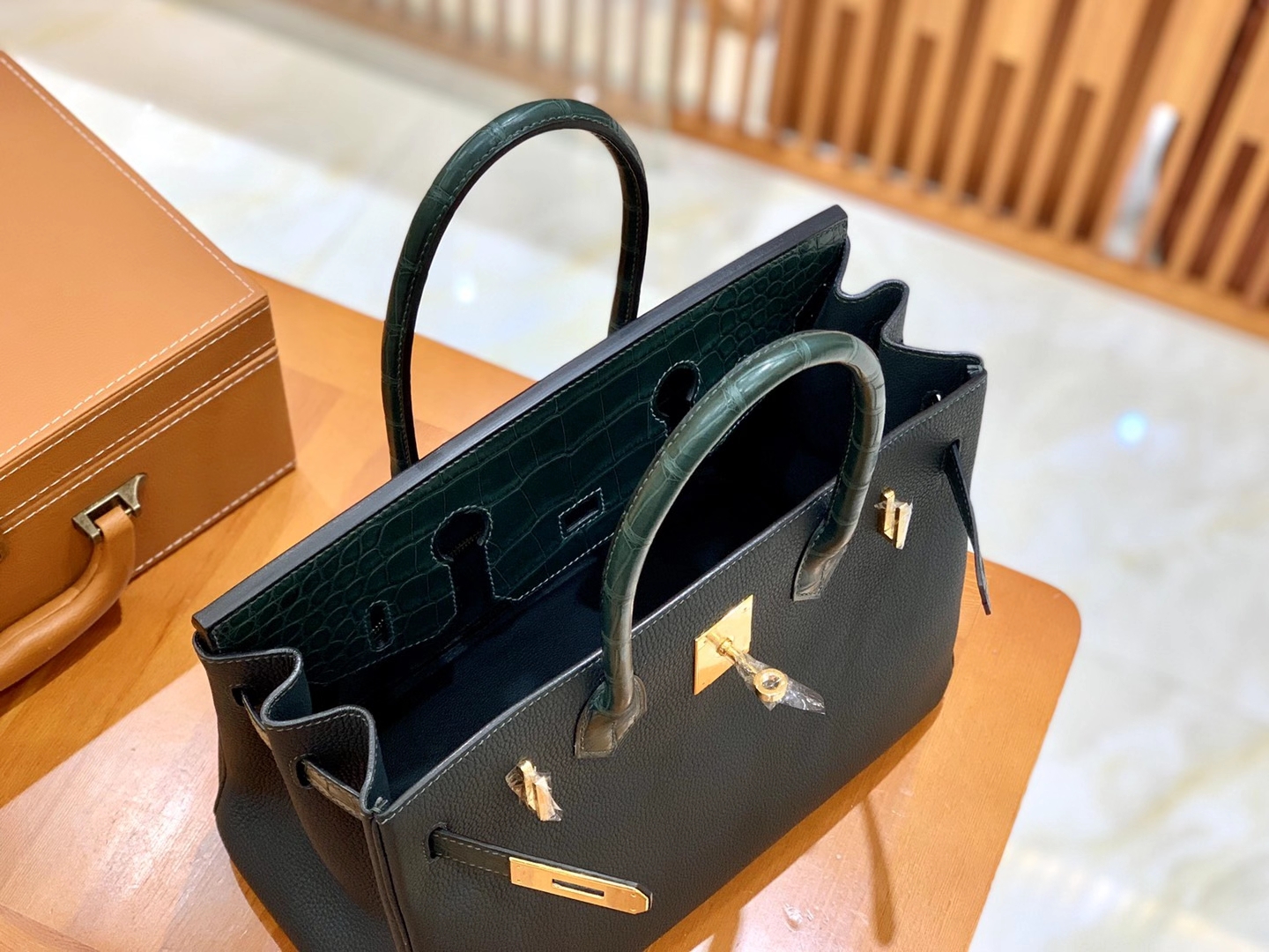 Hermès（爱马仕）Birkin Touch 松柏绿 尼罗鳄 拼Togo皮 金扣 30cm 原版蜜蜡线 顶级手缝
