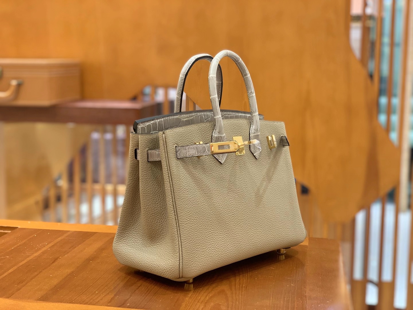 Hermès（爱马仕）Birkin Touch 斑鸠灰 尼罗鳄 拼Togo皮 金扣 25cm 原版蜜蜡线 顶级手缝