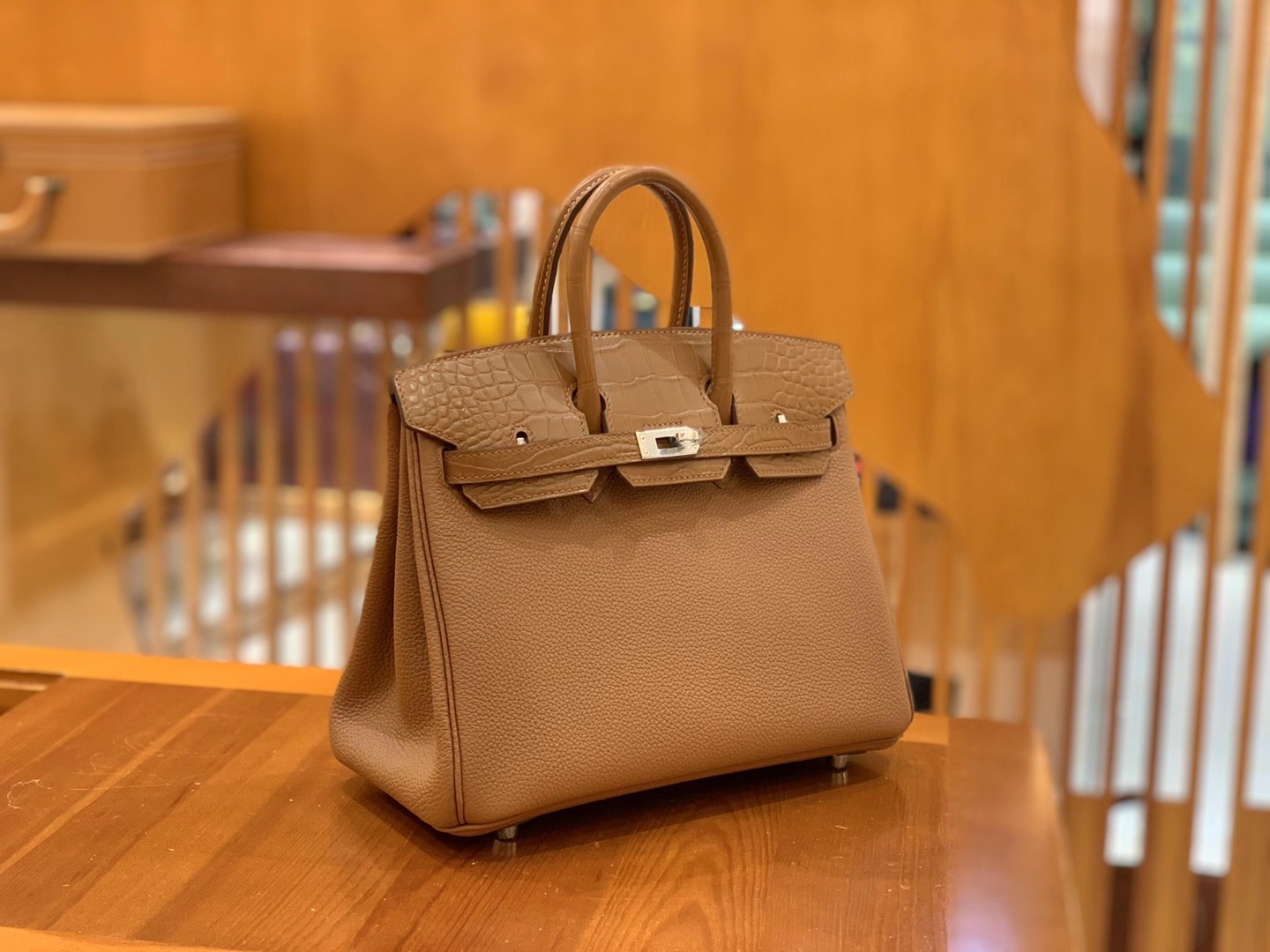 Hermès（爱马仕）Birkin Touch 金棕色 尼罗鳄 拼Togo皮 银扣 25cm 原版蜜蜡线 顶级手缝