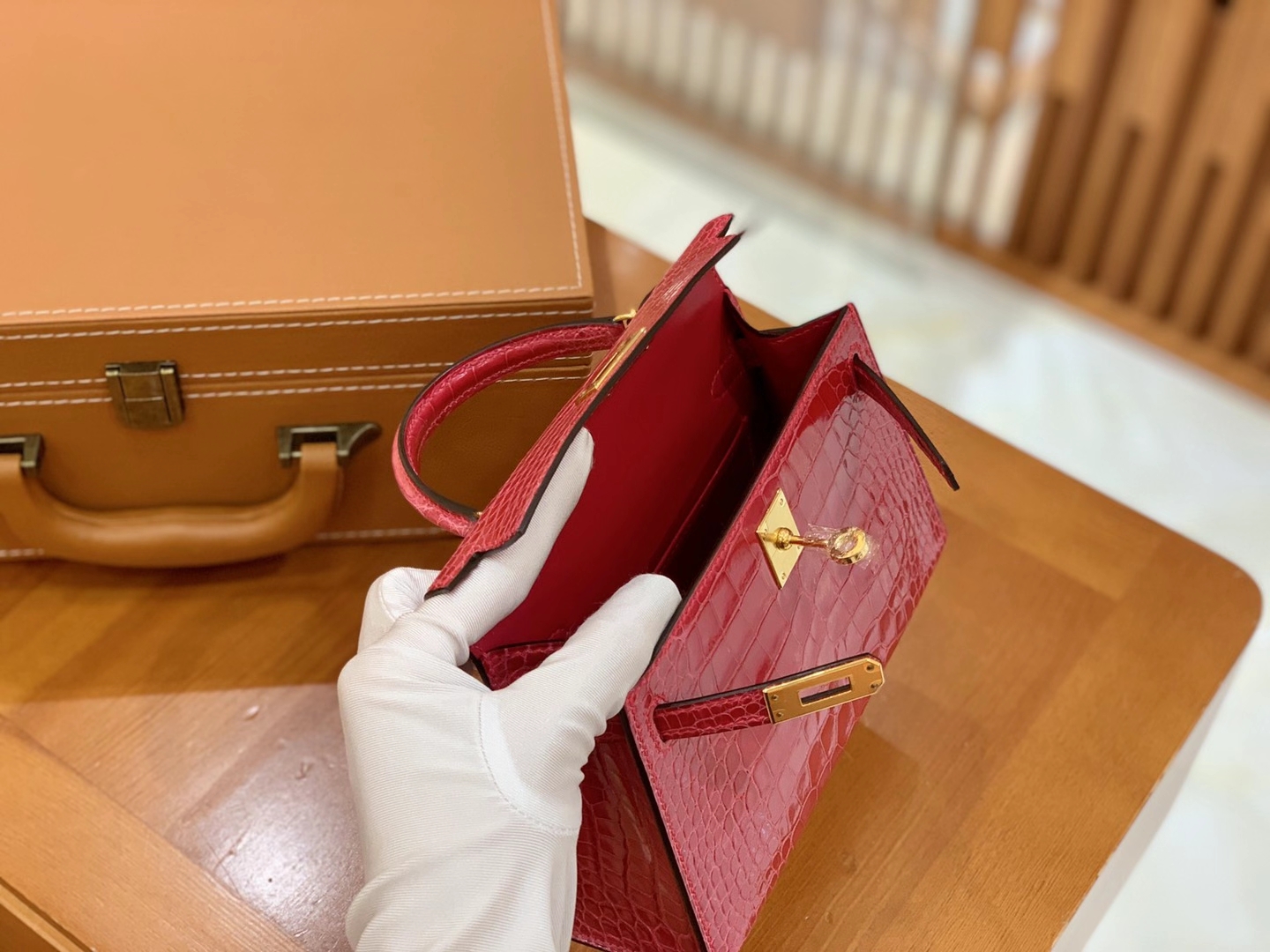 Hermès（爱马仕）MiniKelly 迷你凯莉 极致粉 美洲鳄鱼皮 原版蜜蜡线 顶级手缝 二代 19cm