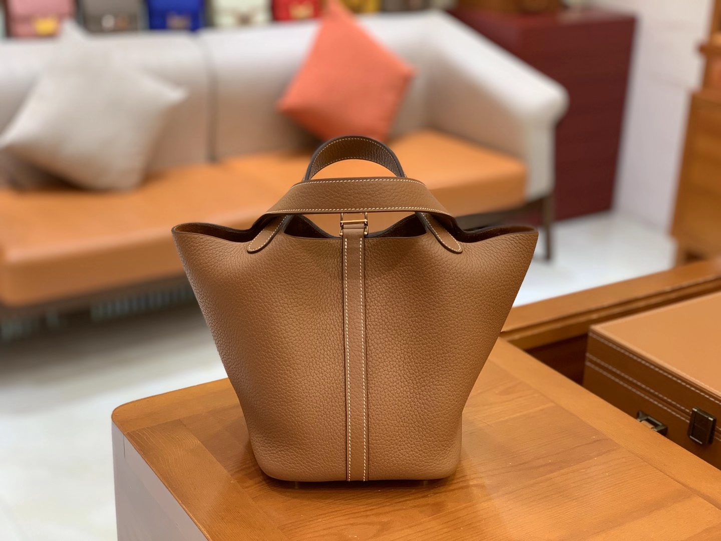 Hermès（爱马仕）Picotin 菜篮子 金棕 原版蜜蜡线 顶级手缝 金扣 18cm