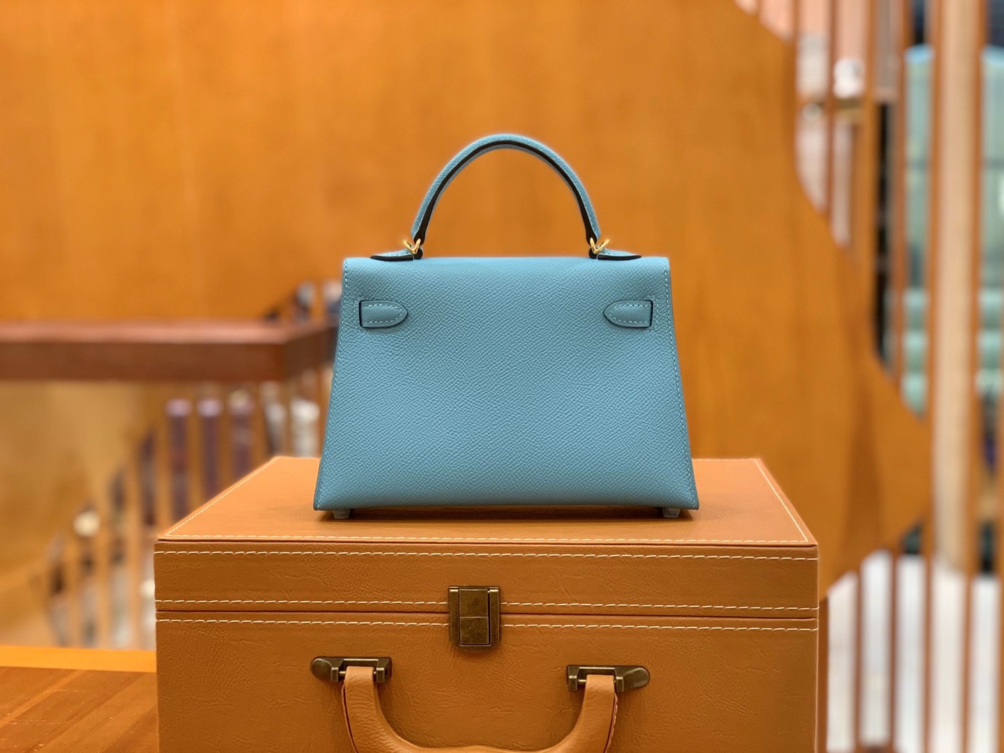 Hermès（爱马仕）MiniKelly 迷你凯莉 Epsom 掌纹皮 北方蓝 金扣 二代 19cm 原版蜜蜡线 顶级手缝