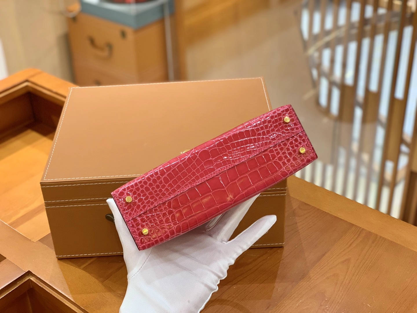 Hermès（爱马仕）MiniKelly 迷你凯莉 极致粉 美洲鳄鱼皮 原版蜜蜡线 顶级手缝 二代 19cm