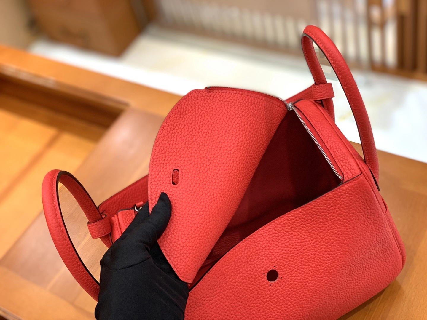 Hermès（爱马仕）Lindy 琳迪包 芍药红 TC大牛皮 银扣 26cm 原版蜜蜡线 顶级手缝