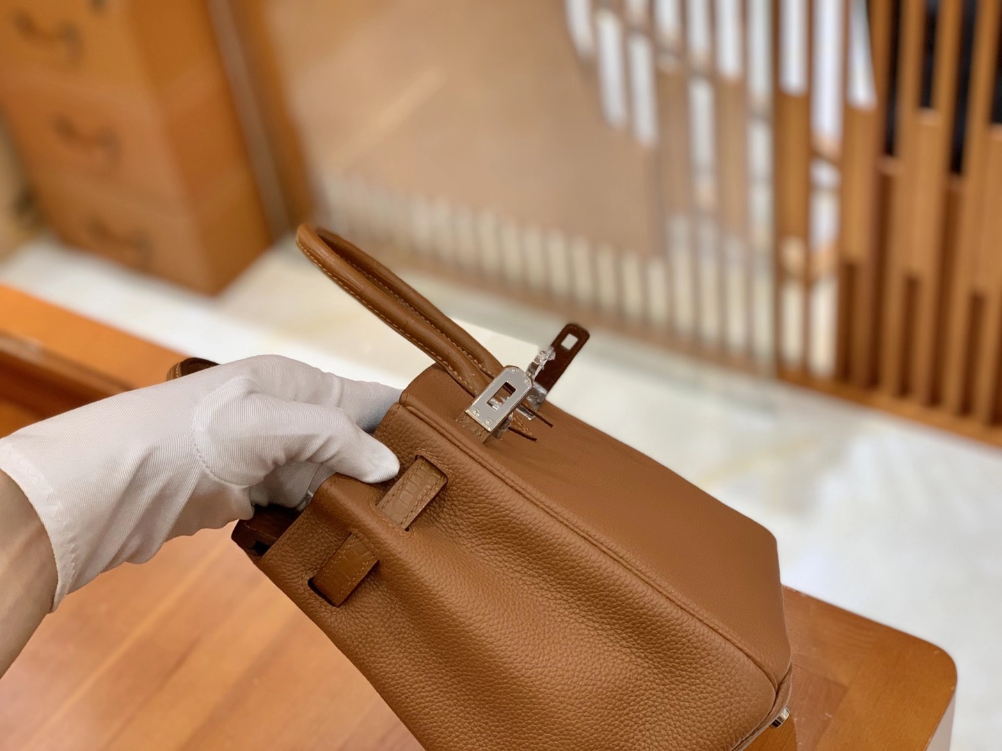 Hermès（爱马仕）Birkin Touch 金棕色 尼罗鳄 拼Togo皮 银扣 25cm 原版蜜蜡线 顶级手缝