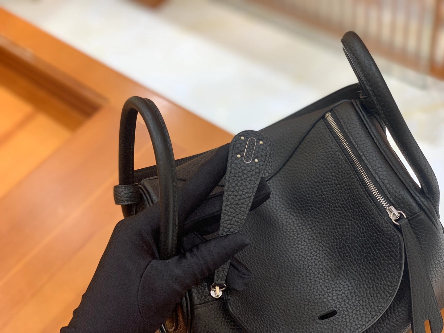Hermès（爱马仕）Lindy 琳迪包 经典黑 TC大牛皮 银扣 26cm 原版蜜蜡线 顶级手缝