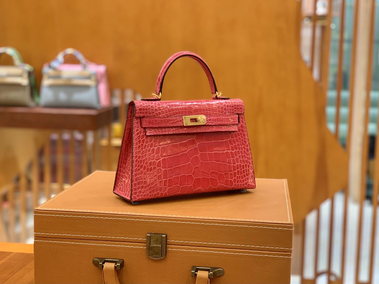Hermès（爱马仕）MiniKelly 迷你凯莉 极致粉 美洲鳄鱼皮 原版蜜蜡线 顶级手缝 二代 19cm