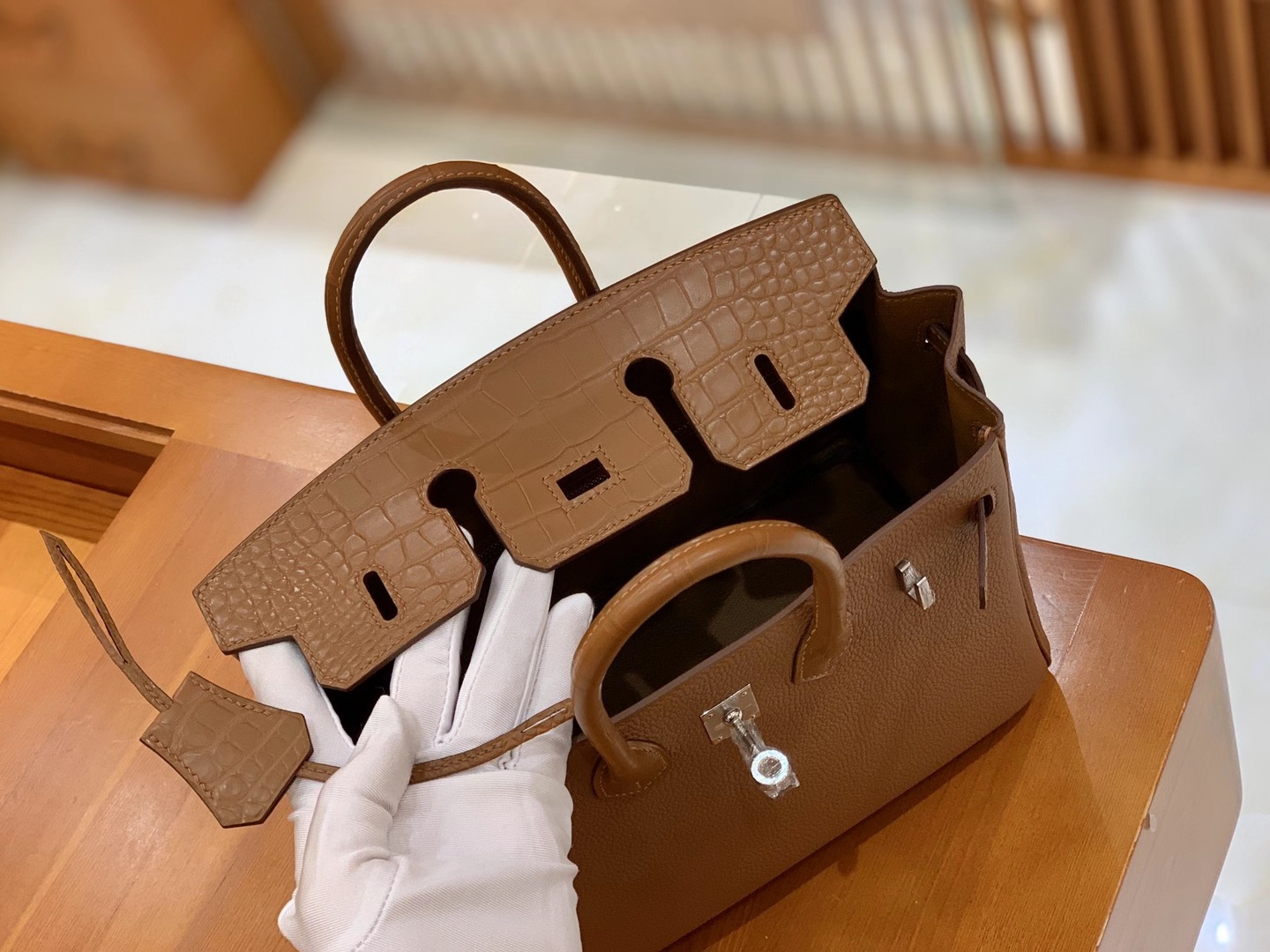 Hermès（爱马仕）Birkin Touch 金棕色 尼罗鳄 拼Togo皮 银扣 25cm 原版蜜蜡线 顶级手缝