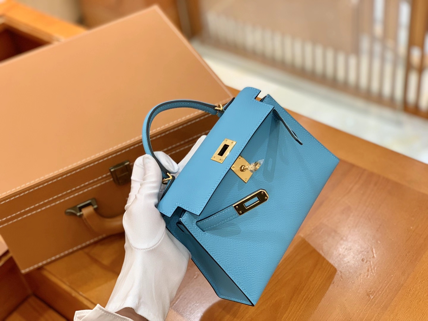Hermès（爱马仕）MiniKelly 迷你凯莉 Epsom 掌纹皮 北方蓝 金扣 二代 19cm 原版蜜蜡线 顶级手缝