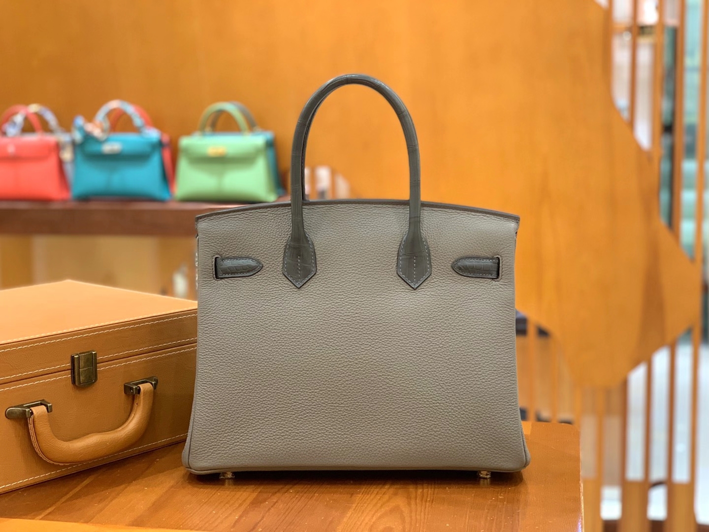 Hermès（爱马仕）Birkin Touch 锡器灰 尼罗鳄 拼Togo皮 金扣 30cm 原版蜜蜡线 顶级手缝