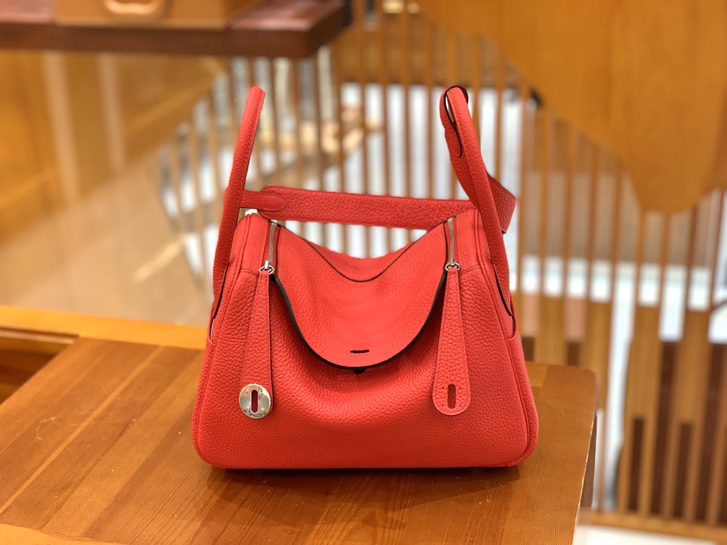 Hermès（爱马仕）Lindy 琳迪包 芍药红 TC大牛皮 银扣 26cm 原版蜜蜡线 顶级手缝