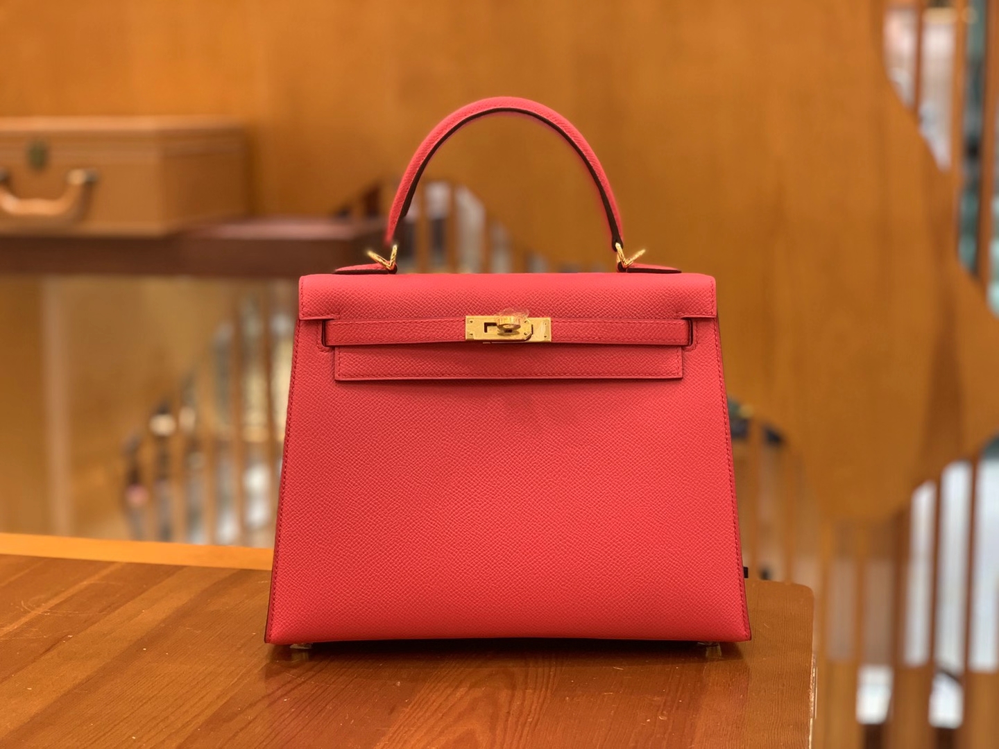 Hermès（爱马仕）Kelly 凯莉包 Epsom 牛皮 极致粉 金扣 25cm 原版蜜蜡线 顶级手缝