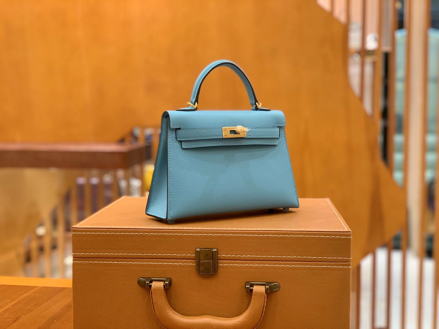 Hermès（爱马仕）MiniKelly 迷你凯莉 Epsom 掌纹皮 北方蓝 金扣 二代 19cm 原版蜜蜡线 顶级手缝