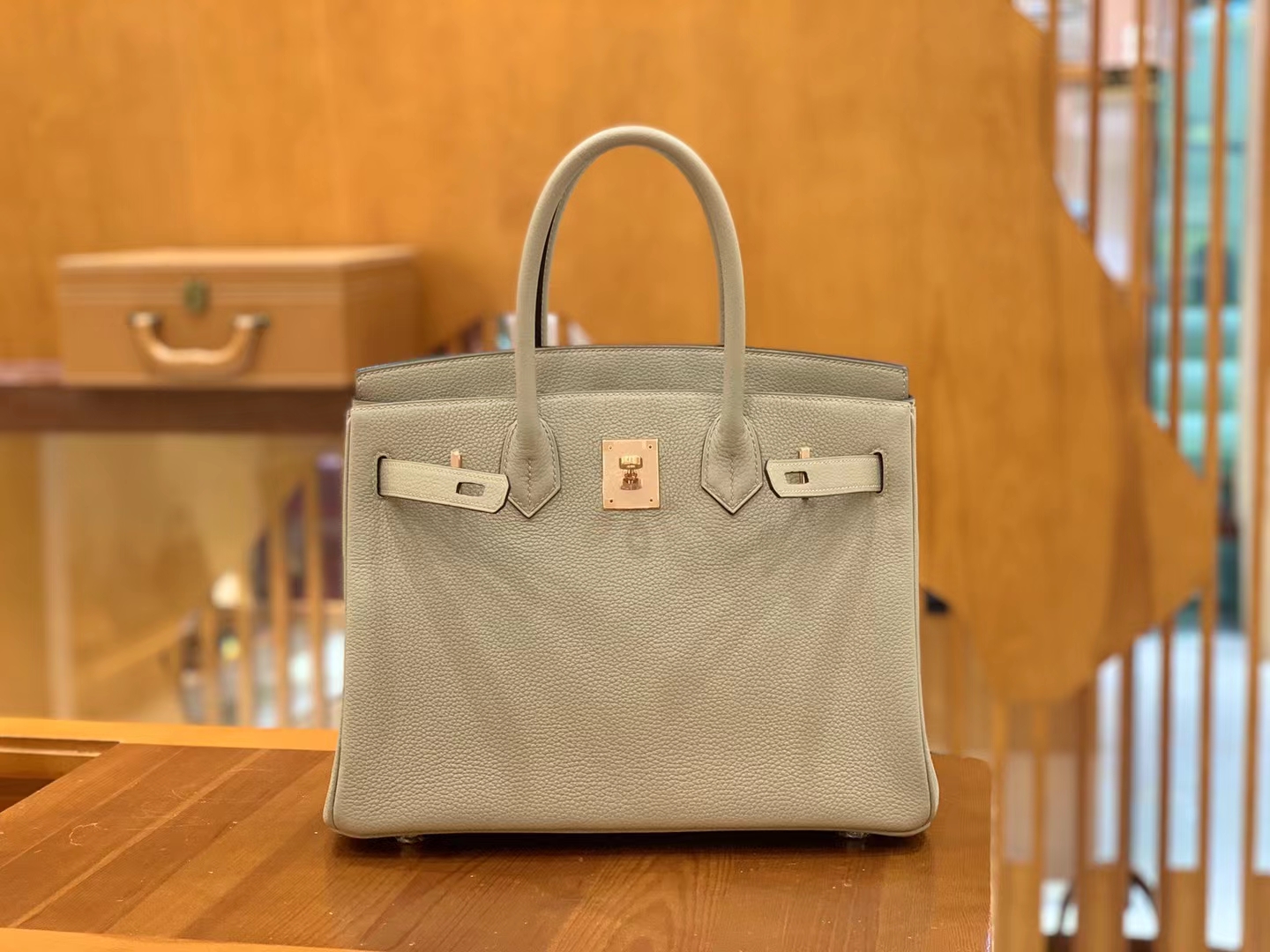Hermès（爱马仕）Birkin 铂金包 斑鸠灰 Togo小牛皮 玫瑰金扣 30cm 原版蜜蜡线 顶级手缝