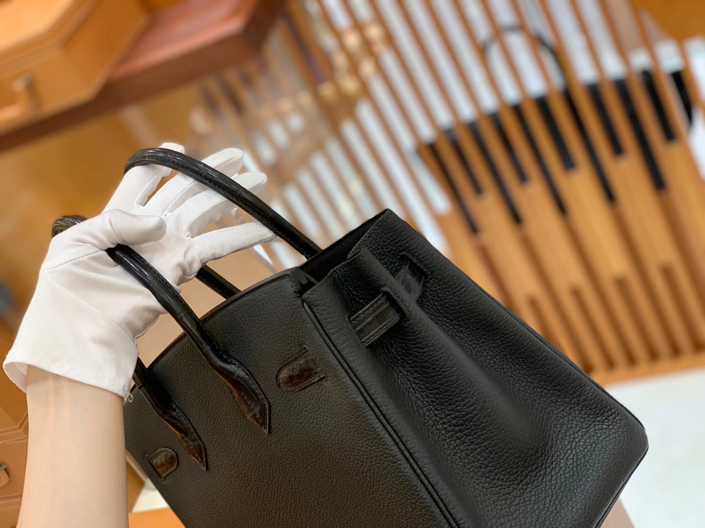 Hermès（爱马仕）Birkin Touch 经典黑 美洲鳄拼Togo皮 银扣 30cm 原版蜜蜡线 顶级手缝