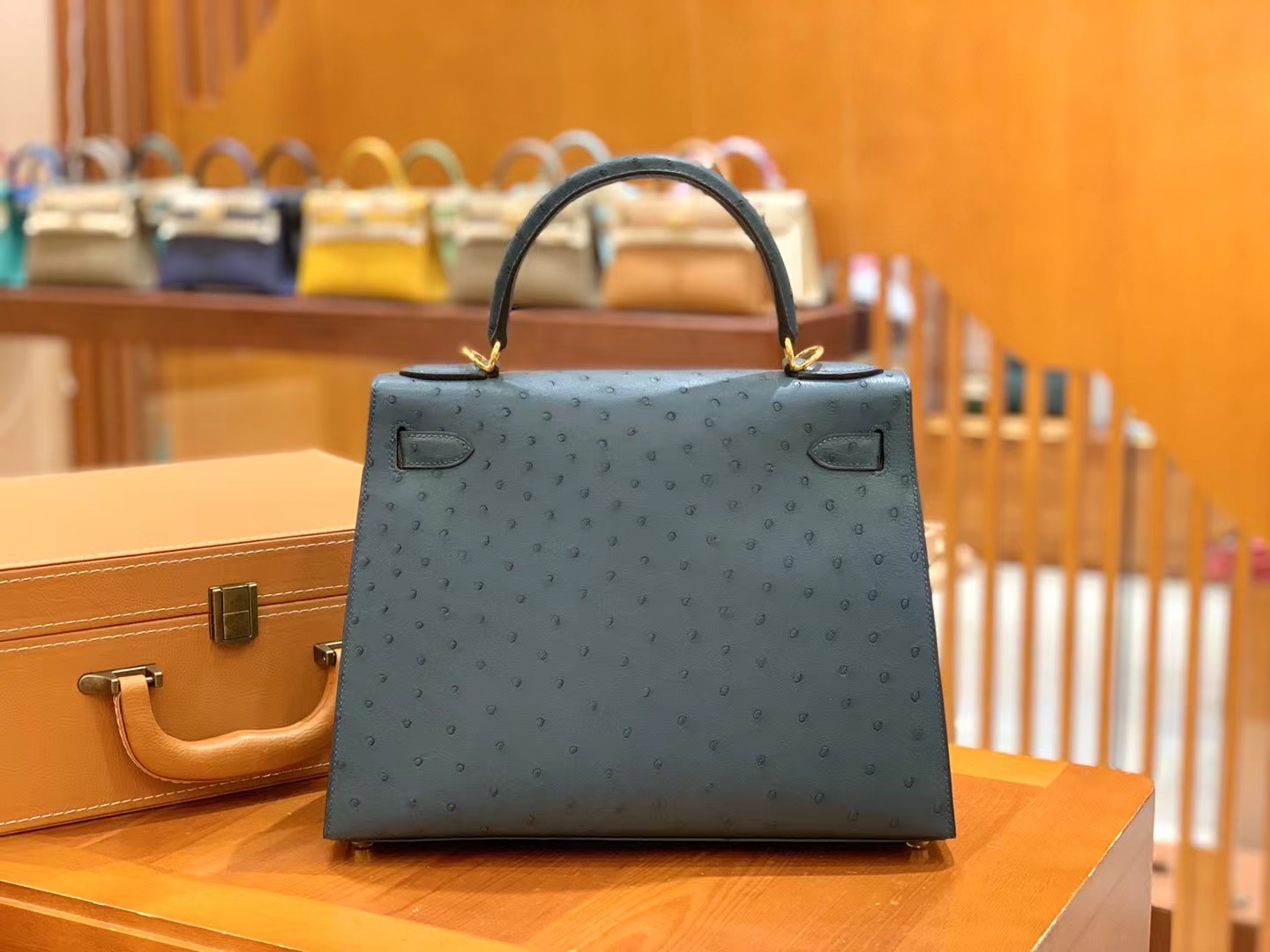 Hermès（爱马仕）Kelly 凯莉包 海峡绿 南非KK级鸵鸟皮 金扣 28cm 原版蜜蜡线 顶级手缝