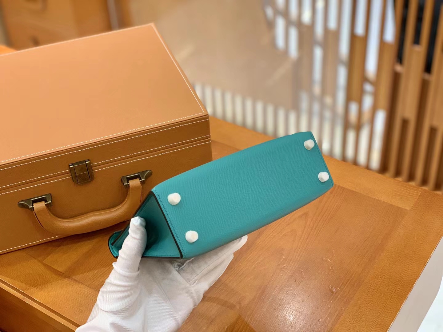 Hermès（爱马仕）Mini Kelly 迷你凯莉 孔雀蓝 Epsom掌纹皮 金扣 二代 原版蜜蜡线 顶级手缝