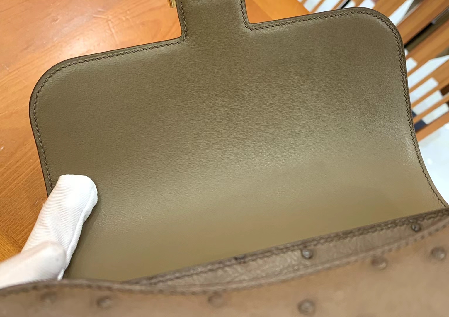 Hermès（爱马仕）Constance 康斯坦斯 鼹鼠灰 南非KK级鸵鸟皮 金扣 19cm 原版蜜蜡线 顶级手缝