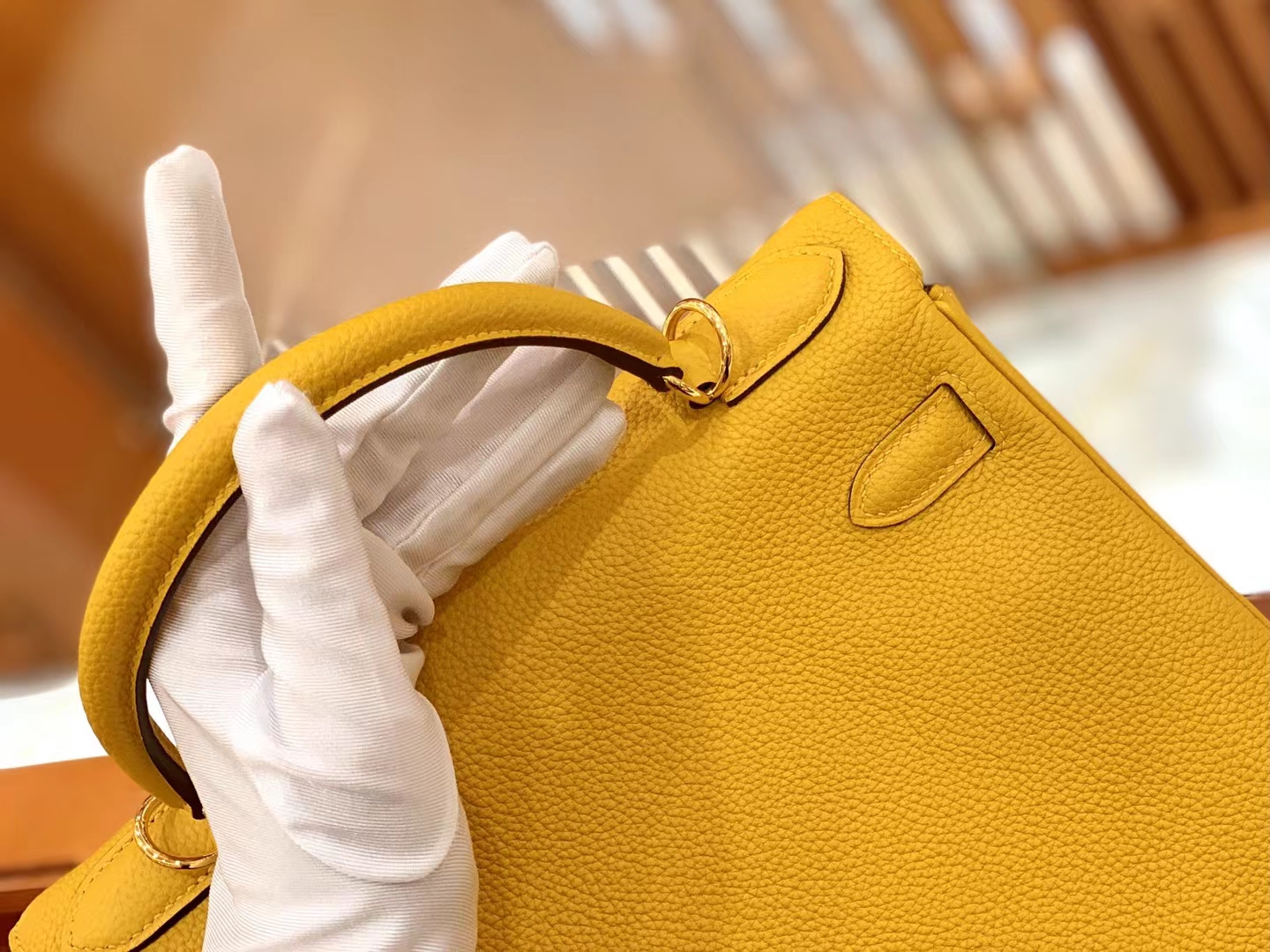 Hermès（爱马仕）Kelly 凯莉包 琥珀黄 Togo小牛皮 金扣 28cm 原版蜜蜡线 顶级手缝
