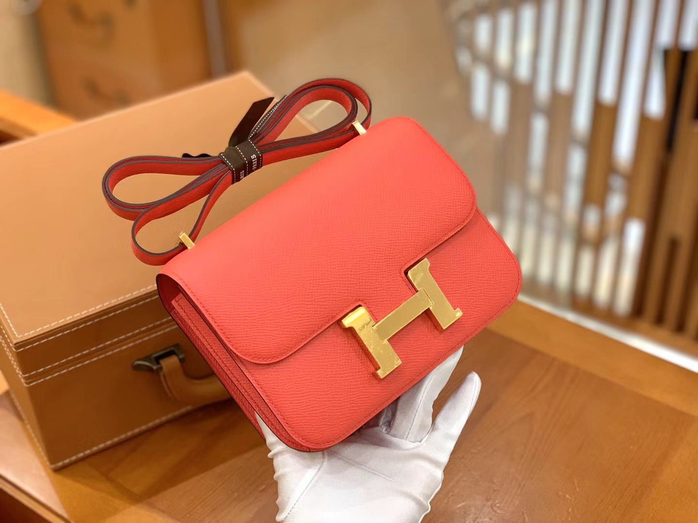 Hermès（爱马仕）Constance 康康 德克萨斯粉 Epsom掌纹皮 金扣 19cm 原版蜜蜡线 顶级手缝