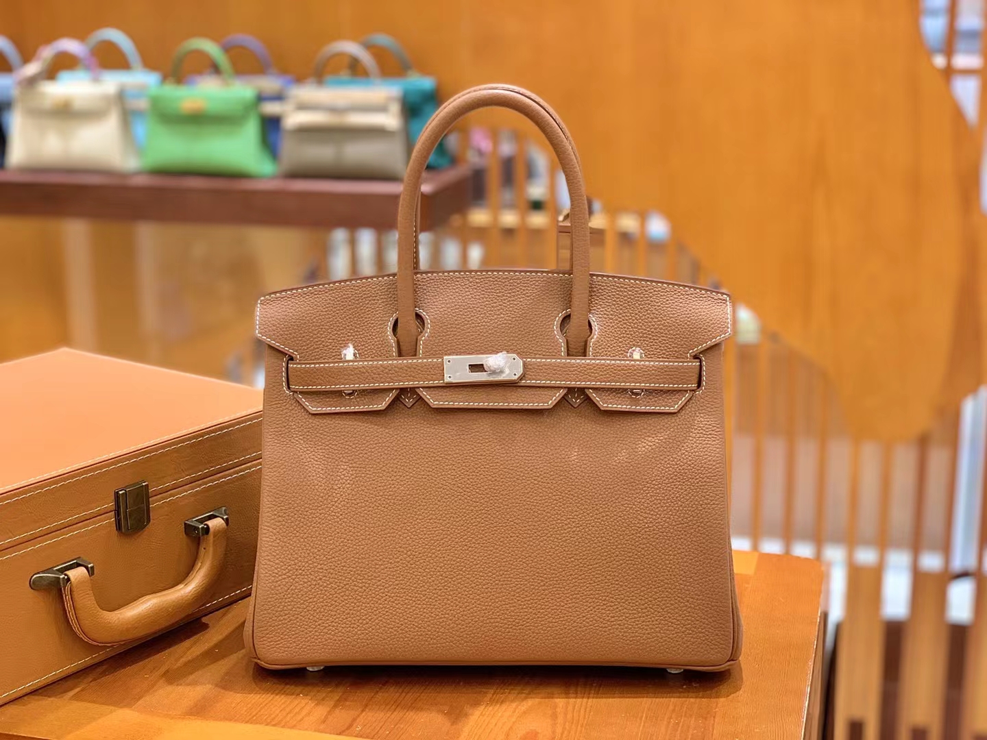 Hermès（爱马仕）Birkin 铂金包 金棕色 Togo小牛皮 银扣 30cm 原版蜜蜡线 顶级手缝