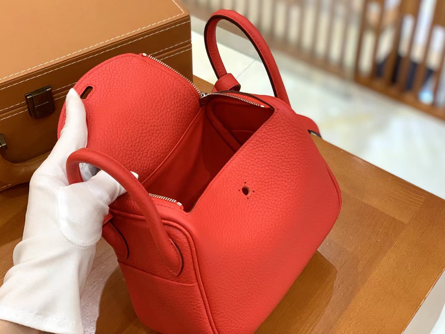 Hermès（爱马仕）Mini Lindy 迷你琳迪 国旗红 进口TC大牛皮 银扣 原版蜜蜡线 顶级手缝