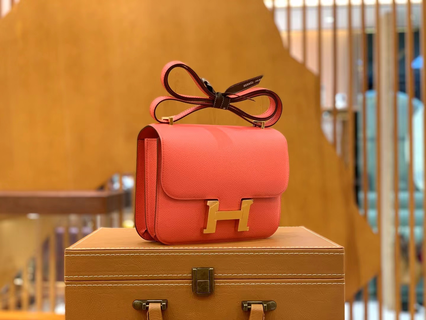 Hermès（爱马仕）Constance 康康 德克萨斯粉 Epsom掌纹皮 金扣 19cm 原版蜜蜡线 顶级手缝
