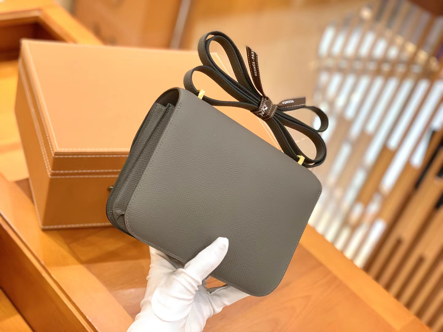 Hermès（爱马仕）Constance 康康 锡器灰 Epsom掌纹皮 金扣 19cm 原版蜜蜡线 顶级手缝