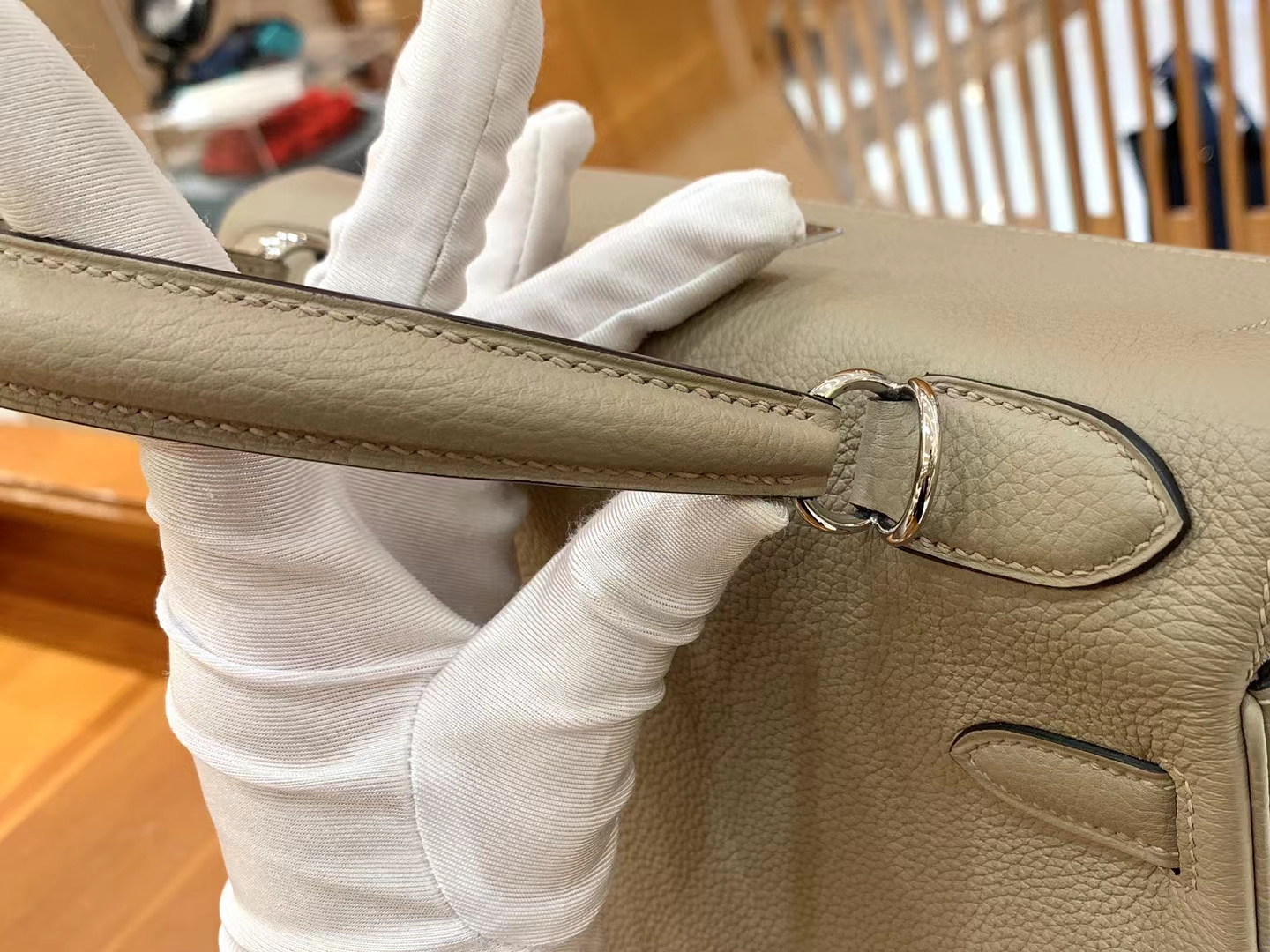 Hermès（爱马仕）Kelly 凯莉包 斑鸠灰 Togo小牛皮 银扣 28cm 原版蜜蜡线 顶级手缝