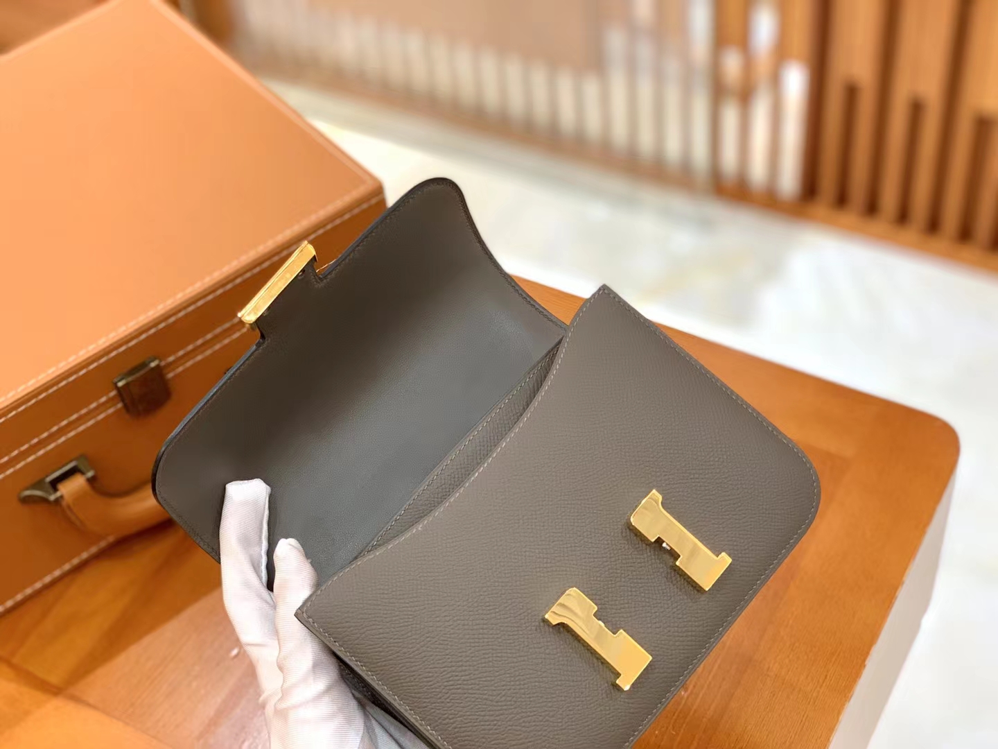 Hermès（爱马仕）Constance 康康 锡器灰 Epsom掌纹皮 金扣 19cm 原版蜜蜡线 顶级手缝